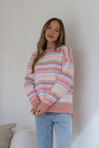 Bastille Chunky Stripe Knit - Blue/Pink