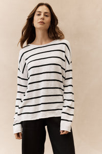 Minnie Top - White/Black Stripe