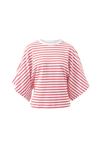 Lucy Relaxed Sleeve Tee - White/Heritage/Red Stripe