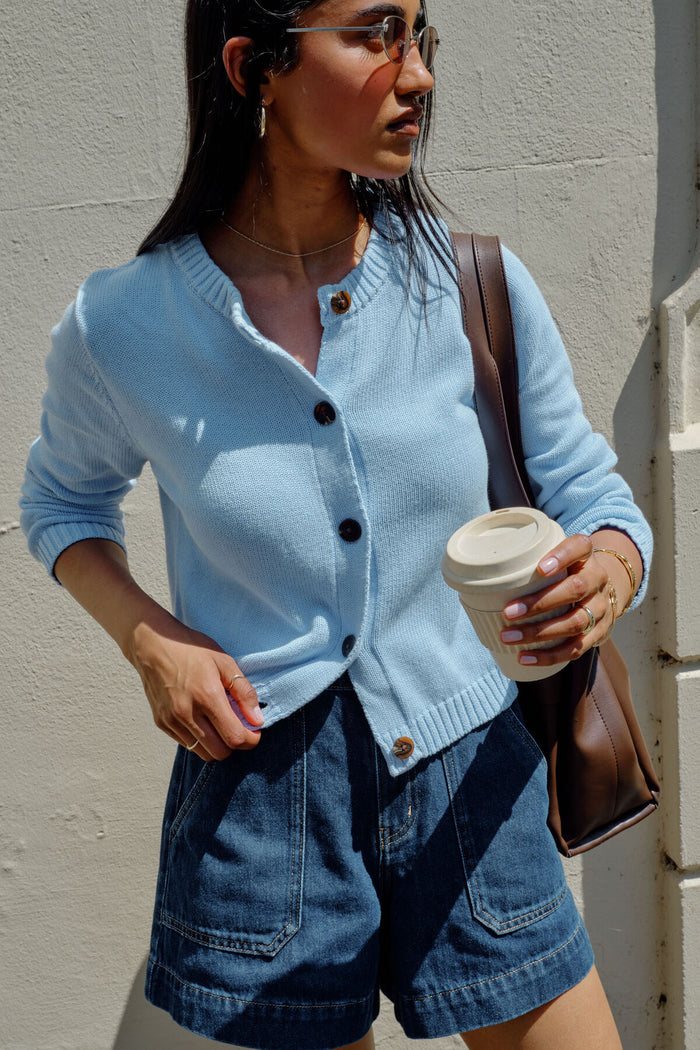 Nelly Long Sleeve Cardi - China Blue