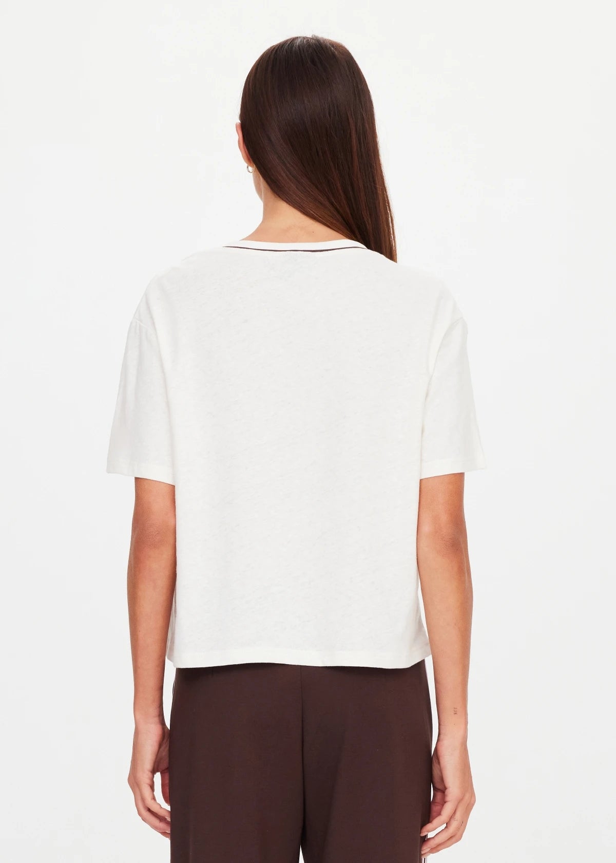 Elina V Neck Tee - Coconut