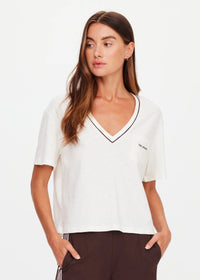 Elina V Neck Tee - Coconut