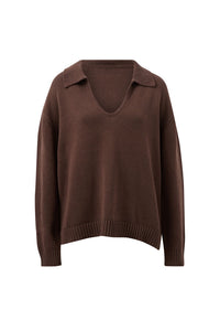 Eliza Collared Knit - Brunette Brown. Ceres Life