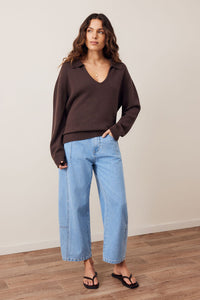 Eliza Collared Knit - Brunette Brown. Ceres Life