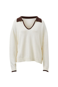 Eliza Collared Knit - Milk and Brunette. Ceres Life