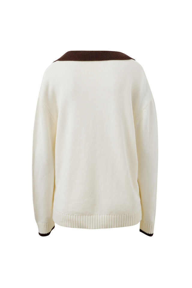 Eliza Collared Knit - Milk and Brunette. Ceres Life