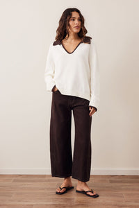 Eliza Collared Knit - Milk and Brunette. Ceres Life