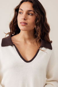 Eliza Collared Knit - Milk and Brunette. Ceres Life