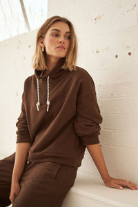 Eva Sporty Half Zip - Chocolate