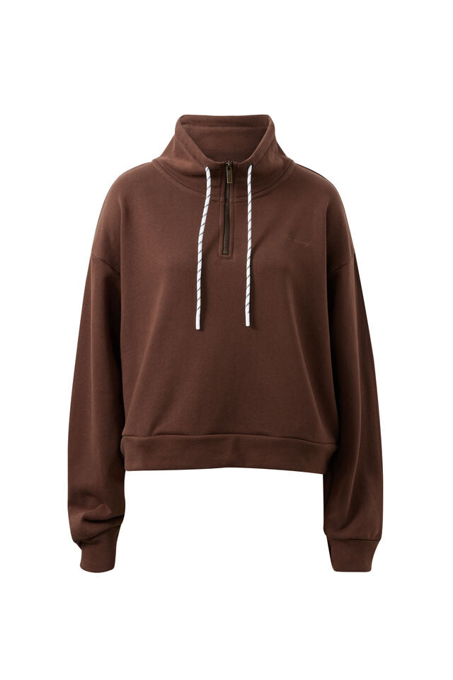 Eva Sporty Half Zip - Chocolate