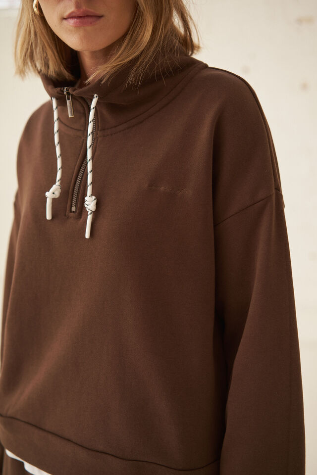 Eva Sporty Half Zip - Chocolate