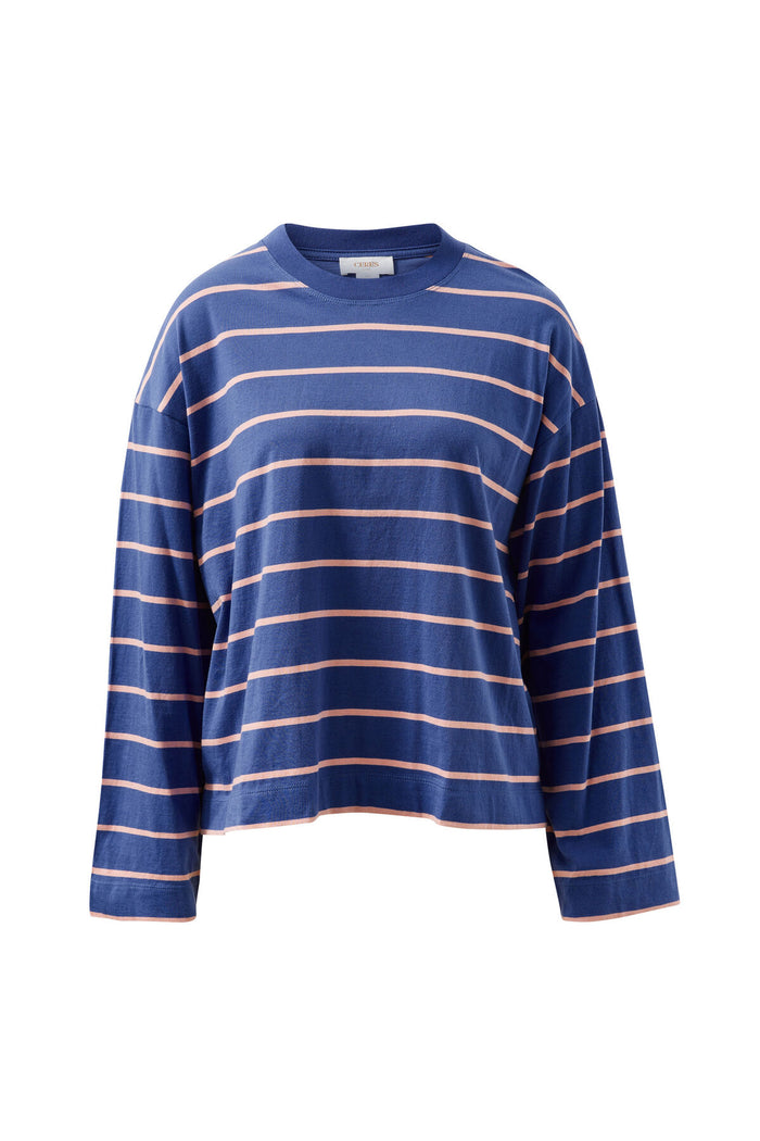 Beau Long Sleeve Slouchy Tee - Washed Navy/Pink Clay