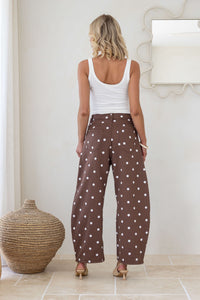 Polka Dot Barrel Jean - Chocolate/White