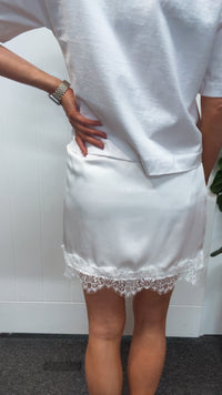 White Satin Lace Skirt