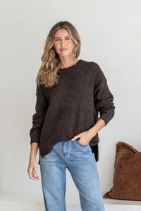 Oslo Rib Detail Knit - Chocolate