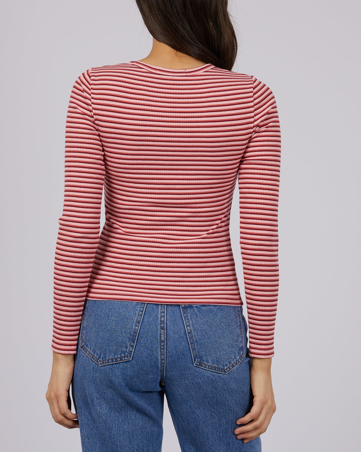 Eve Rib Stripe Long Sleeve - Pink