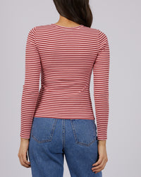 Eve Rib Stripe Long Sleeve - Pink