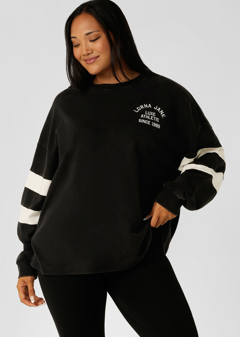 Throwback Oversized Lightweight Sweat - Washed Black