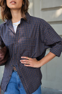 Peta Oversized Shirt - Navy Check