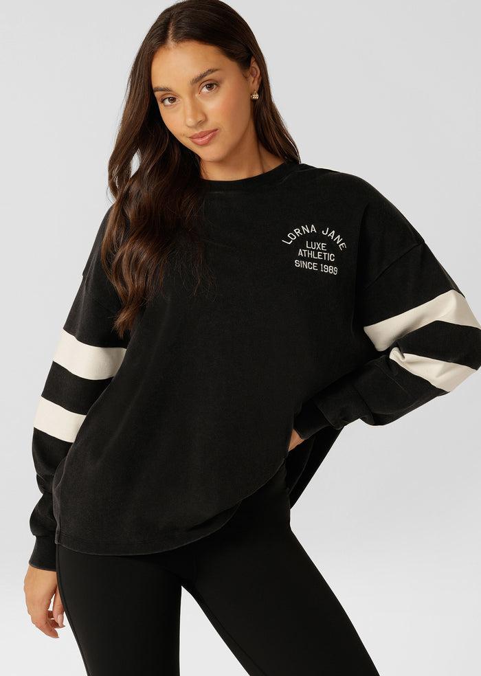 Throwback Oversized Lightweight Sweat - Washed Black