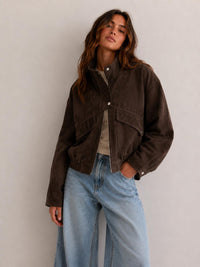 Faux Suede Bomber Jacket - Choc. By Frankie