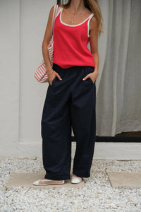 Fia Knit Tank - Red Ecru Straps