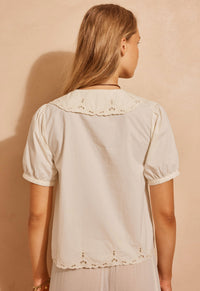 Fleur De Lis Blouse - Ivory White