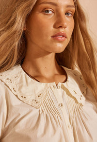 Fleur De Lis Blouse - Ivory White