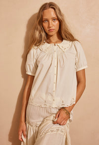 Fleur De Lis Blouse - Ivory White