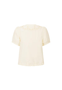 Fleur De Lis Blouse - Ivory White