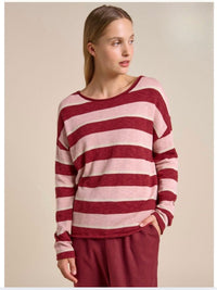 Sophie Stripe Top - Cherry/Soft Pink