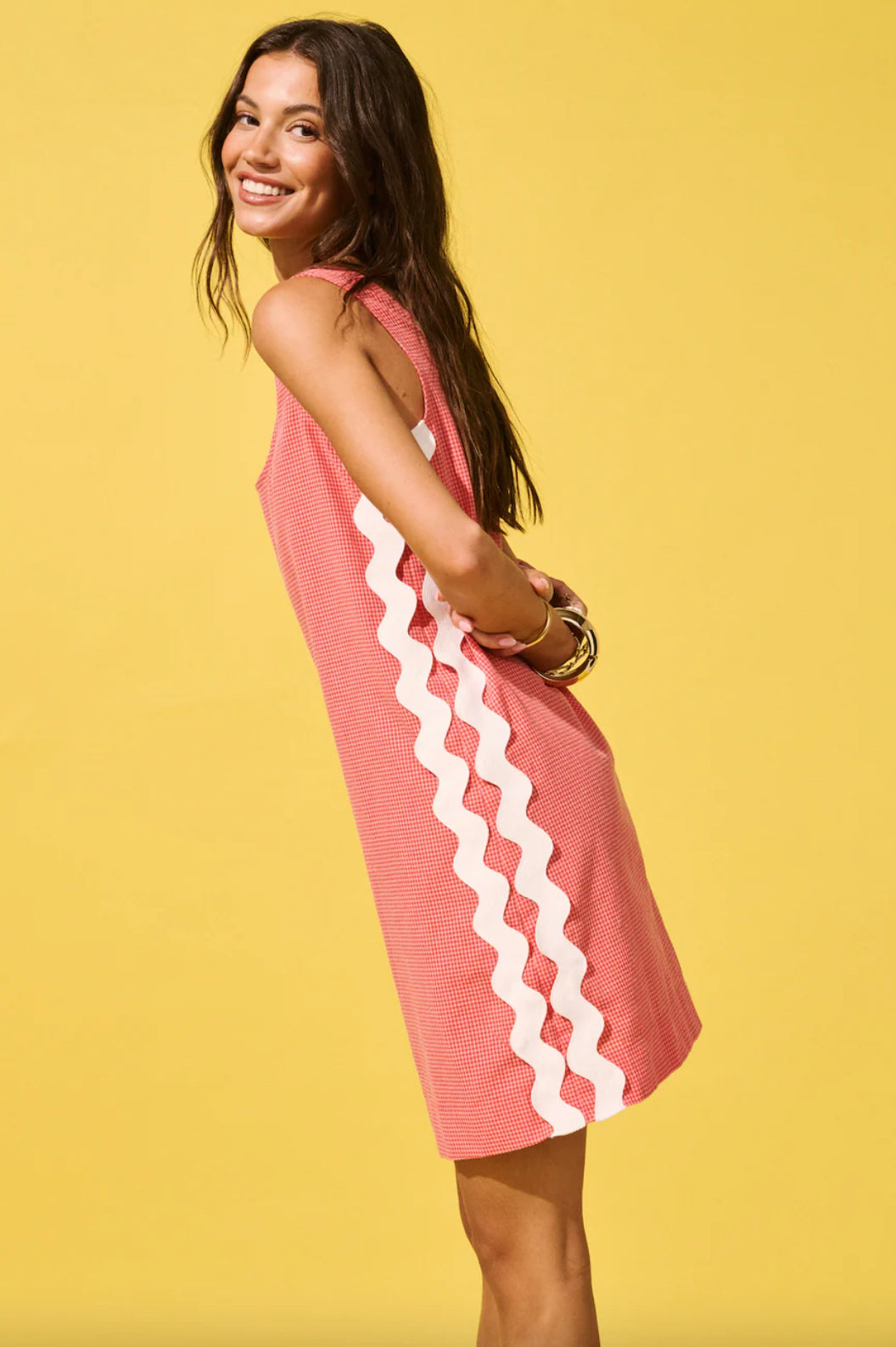 Isla Mini Dress - Coral Gingham