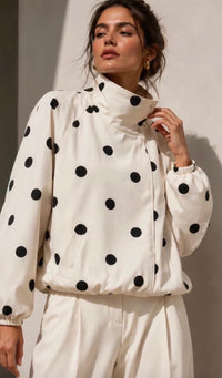 Funnel Press Stud Polka Dot Jacket – WhiteBlack. Sare Store