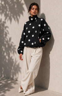 Funnel Press Stud Polka Dot Jacket – Black/White. Sare Store