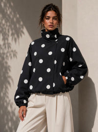 Funnel Press Stud Polka Dot Jacket – Black/White. Sare Store