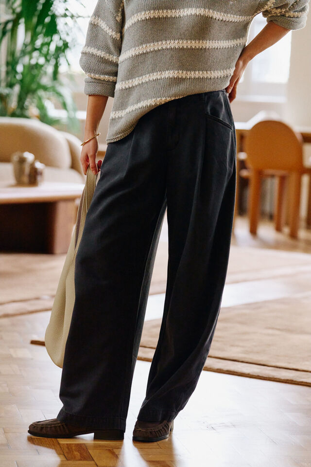 Gemma Pleat Pant - Washed Black. Ceres Life