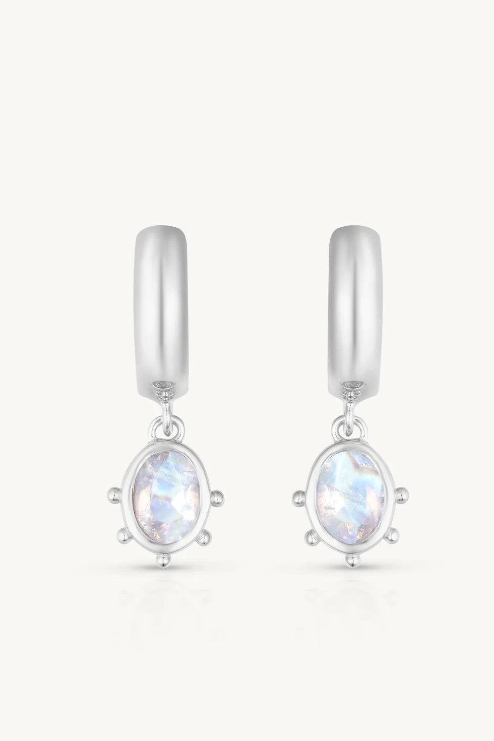 Gia Moonstone Silver Huggies