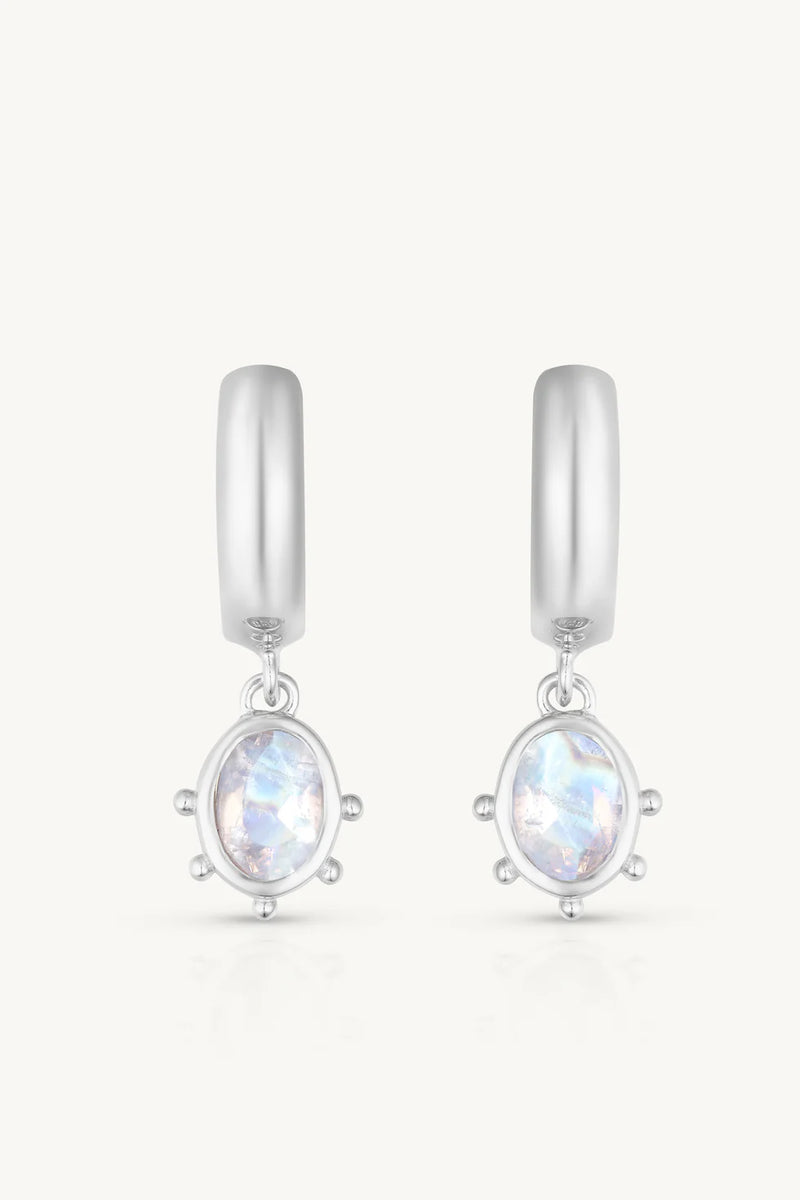 Gia Moonstone Silver Huggies
