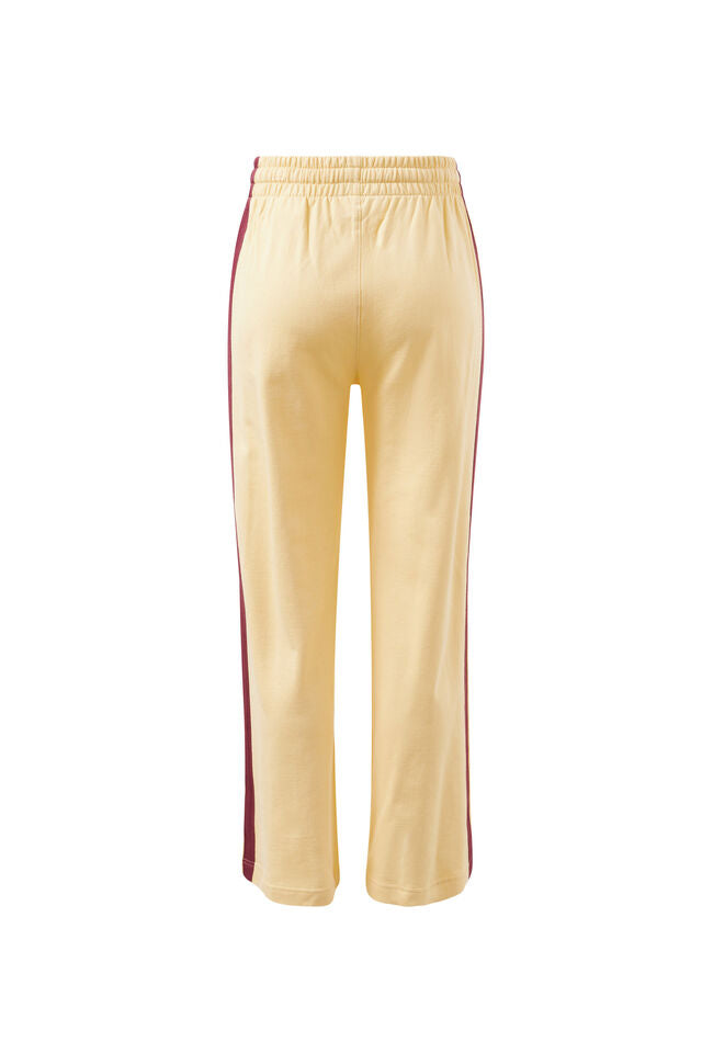 Gigi Wide Leg Terry Trackpant - Butter Washed Burgundy Side Stripe