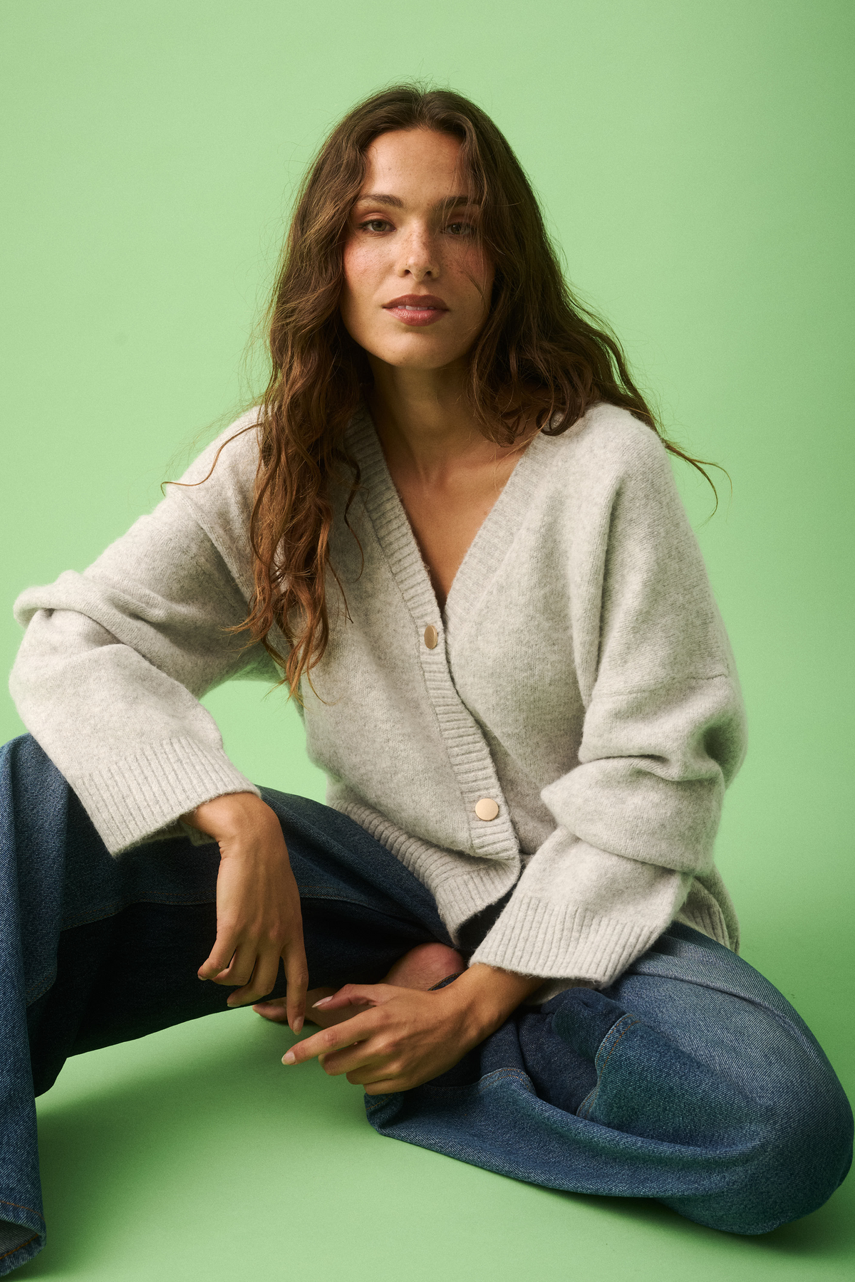 Adela Knit Cardi - Grey Marle