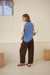 Hadley Long Sleeve Raglan Tee - Surf Blue/Butter. Ceres Life