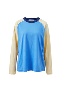 Hadley Long Sleeve Raglan Tee - Surf Blue/Butter. Ceres Life