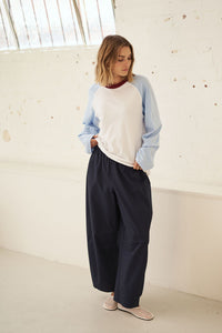 Hadley Long Sleeve Raglan Tee - White/China Blue
