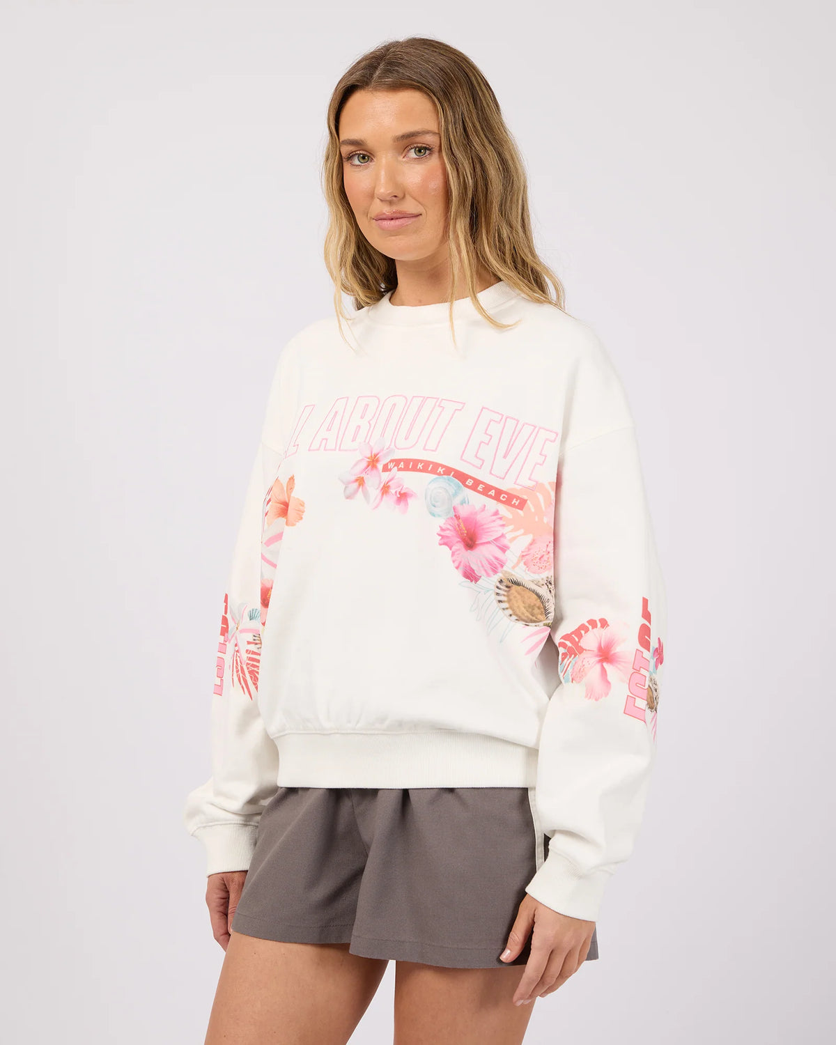 Hawaiian Hibiscus Box Crew - Vintage White