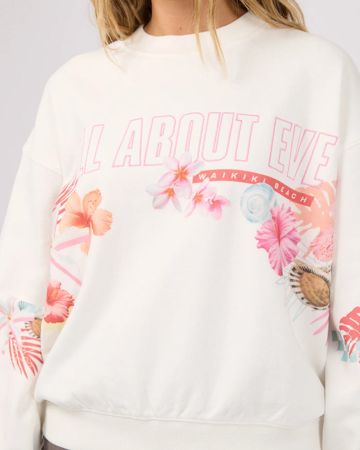 Hawaiian Hibiscus Box Crew - Vintage White