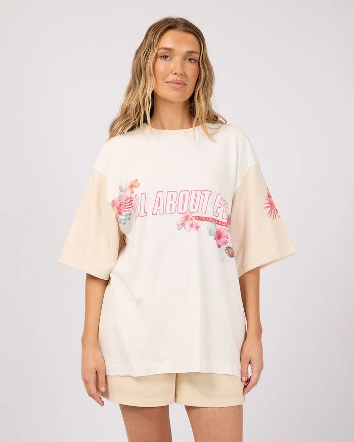 Hawaiian Hibiscus Oversized Tee - Vintage White. All About Eve