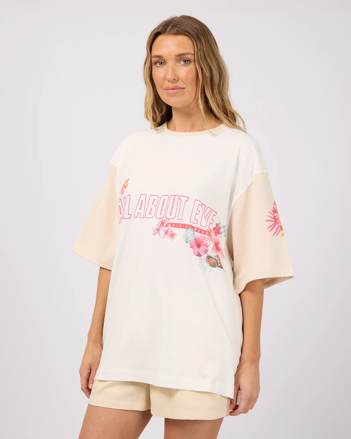 Hawaiian Hibiscus Oversized Tee - Vintage White. All About Eve