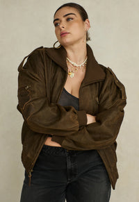 Fontaine Leather Bomber Jacket - Vintage Brown