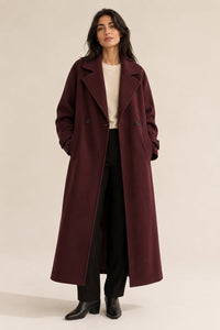 Wine Wool Blend Coat