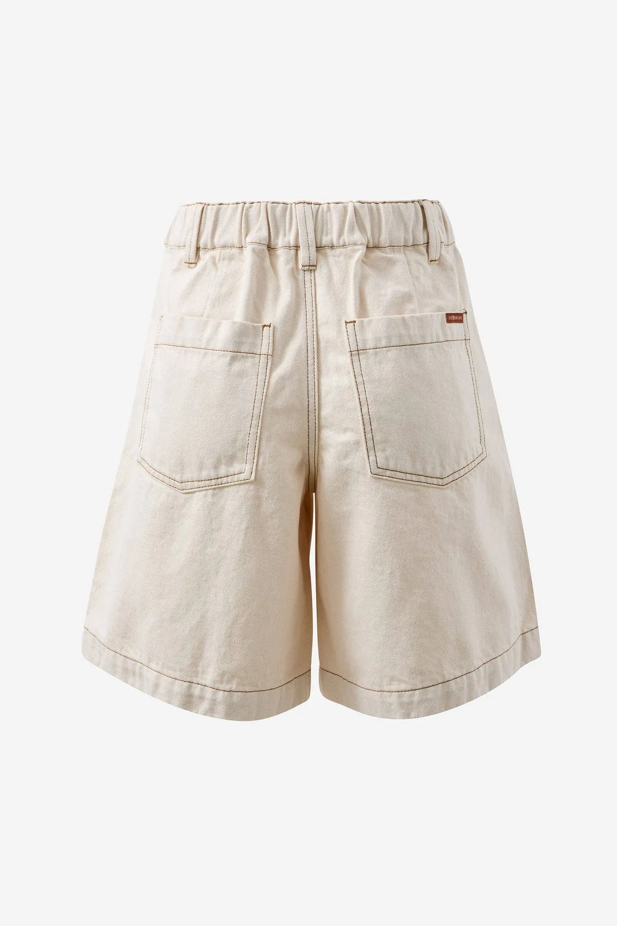 Sylvie Longline Pleat Denim Short - Natural Ecru